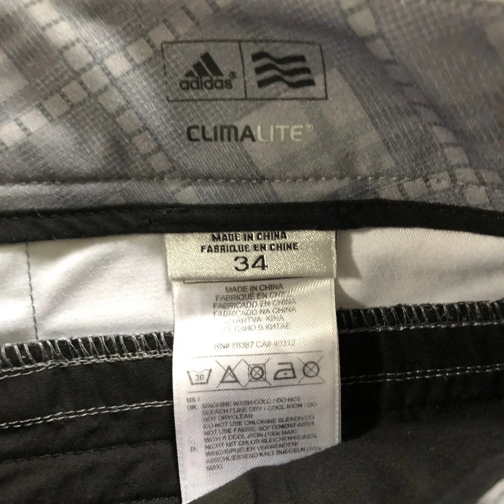 Adidas Men's Climalite Gray Plaid Golf Athleisure‎ Shorts Sz 34